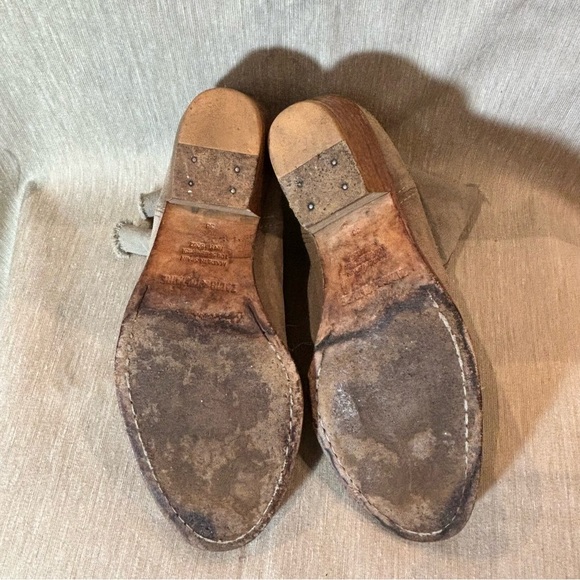 ZADIG & VOLTAIRE Sz 38 Fabric Canvas Suede Stacked Heel Zip Up Ankle Booties - Picture 11 of 14